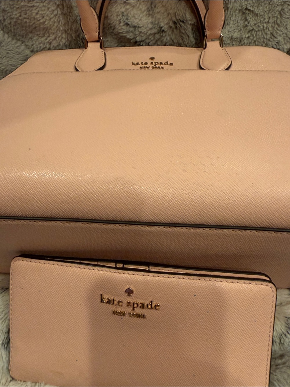 kate spade Blush Pink Saffiano Leather Satchel with Matching Wallet